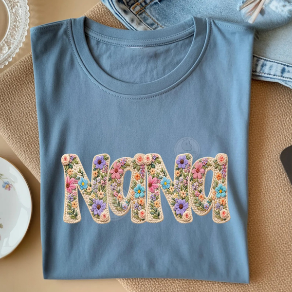 DTF Full Color Transfer - Faux Knit Floral Names (YOU PICK!)