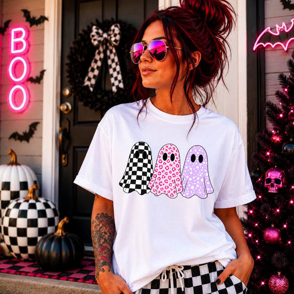 *ONE FREE WITH EVERY ORDER TODAY - ONLY PURCHASE IF YOU WANT MORE THAN ONE!* - Check Leopard Splatter Ghosties *SBSC ORIGINAL DESIGN*