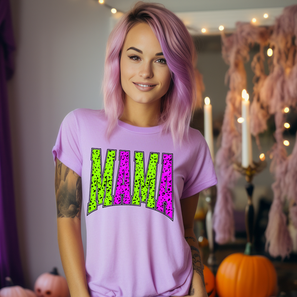 DTF Full Color TShirt Transfer - Polka Dot MAMA (Green/Purple or Orange/White)