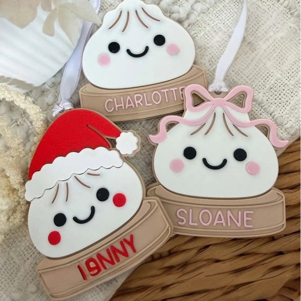 3D Printed Ornament - Dumpling (You Choose - CUSTOMIZABLE!)