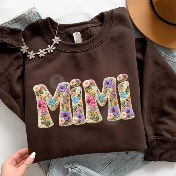 DTF Full Color Transfer - Faux Knit Floral Names (YOU PICK!)