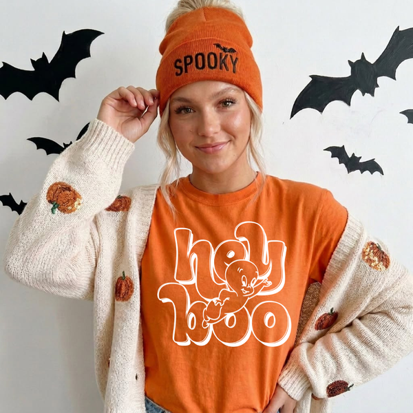 DTF Full Color Tshirt Transfer - Hey Boo (You Pick White or Black!)