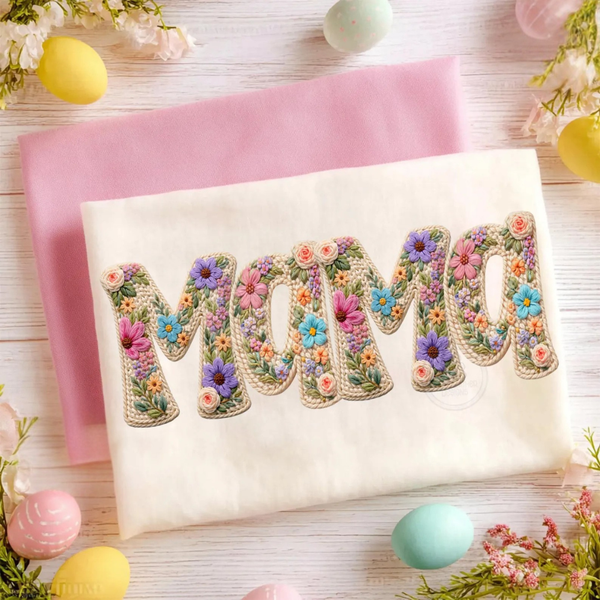 DTF Full Color Transfer - Faux Knit Floral Names (YOU PICK!)