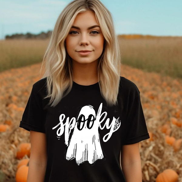 DTF Full Color TShirt Transfer - Spooky Script Ghost (Black or White)