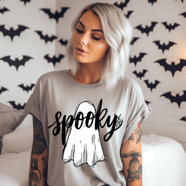 DTF Full Color TShirt Transfer - Spooky Script Ghost (Black or White)