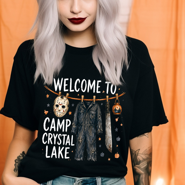 DTF Full Color TShirt Transfer - Welcome To Camp Crystal (Black or White)
