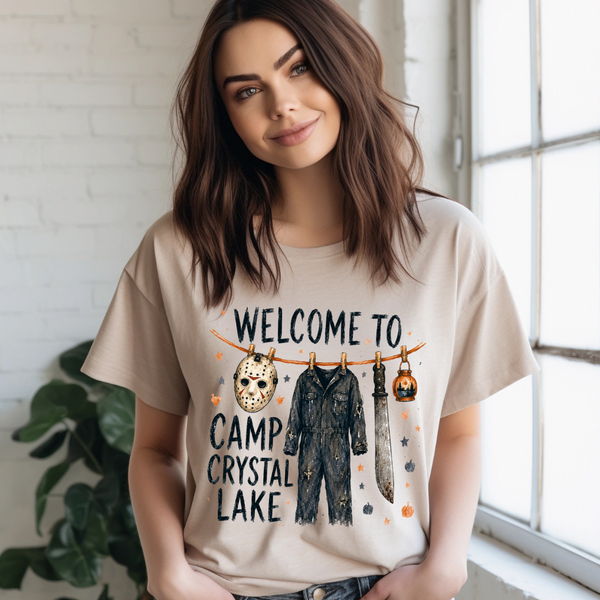 DTF Full Color TShirt Transfer - Welcome To Camp Crystal (Black or White)