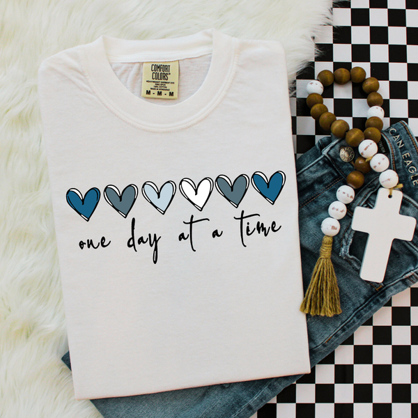 DTF Full Color TShirt Transfer - One Day At A Time (Black or White Font)