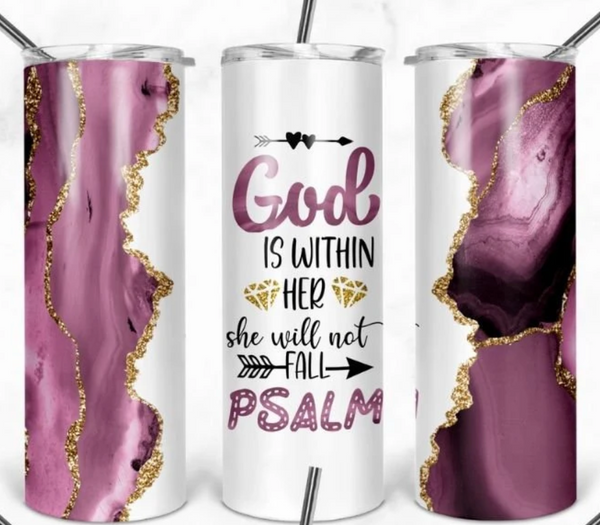 Skinny Tumbler Sublimation Wrap - God Is Within Her