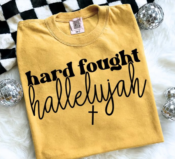 DTF Full Color TShirt Transfer - Hard Fought Cross (Black or White)