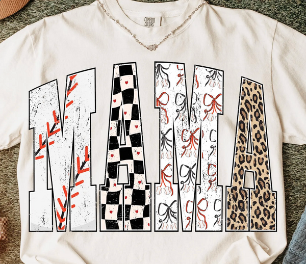 DTF Full Color TShirt Transfer - Patterned Mama - Baseball or Softball - You Pick!