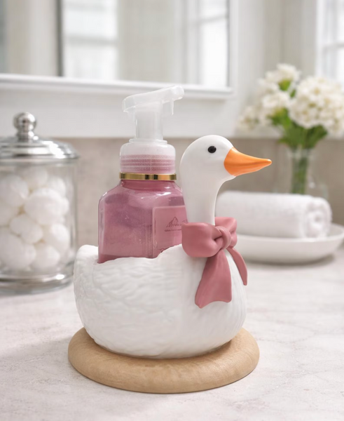 Soap Holder - Cute Goose with Bow (FULL 3D Model - 360 Degrees - Fits BBW Foaming Soap) - You Pick The Bow Color!