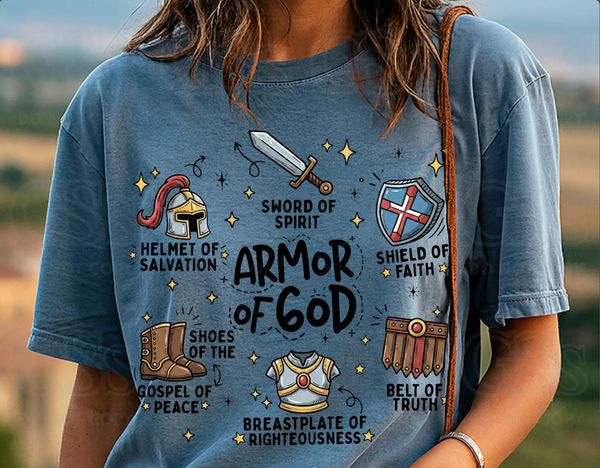 DTF Full Color TShirt Transfer - Armor of God - (Black or White)