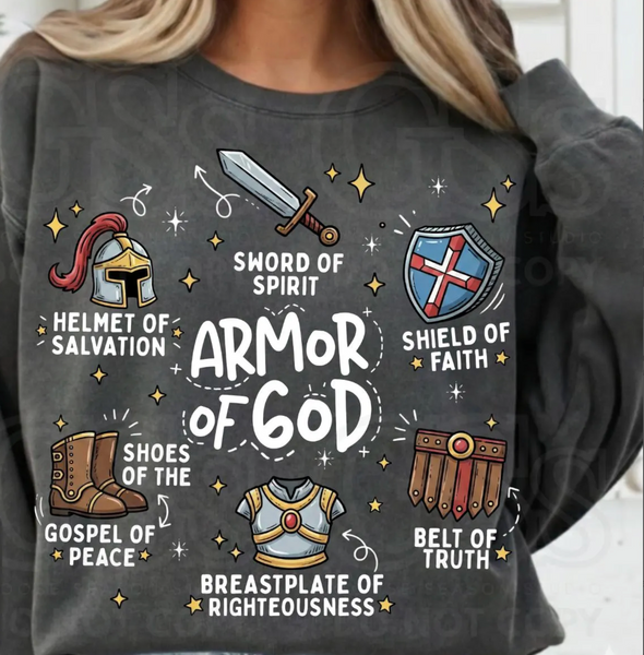 DTF Full Color TShirt Transfer - Armor of God - (Black or White)
