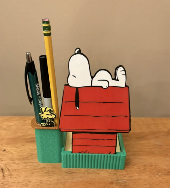 Sticky Note Holder - Dog & Dog House Pen & Notepad Holder
