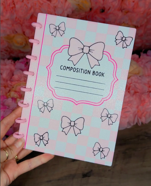 Notebook - Pink Check Pink Bow
