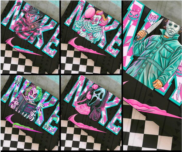 DTF Full Color Tshirt Transfer - Spooky Characters Neon Swoosh - YOU PICK!
