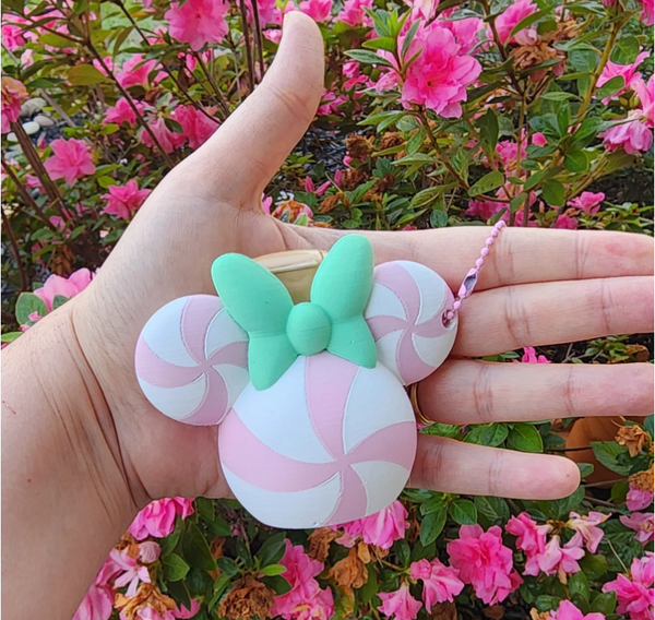 Hand Sanitizer Holder - Pink Swirl Mouse