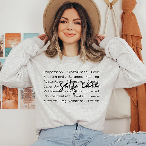 DTF Full Color TShirt Transfer - Self Care - (Black or White)