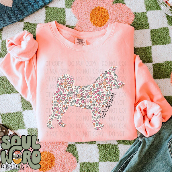 DTF Full Color TShirt Transfer - Floral Dog Mom - YOU CHOOSE THE BREED!