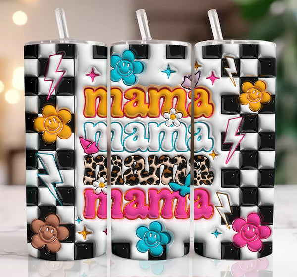 Skinny Tumbler Sublimation Wrap - Checkered MAMA Inflated