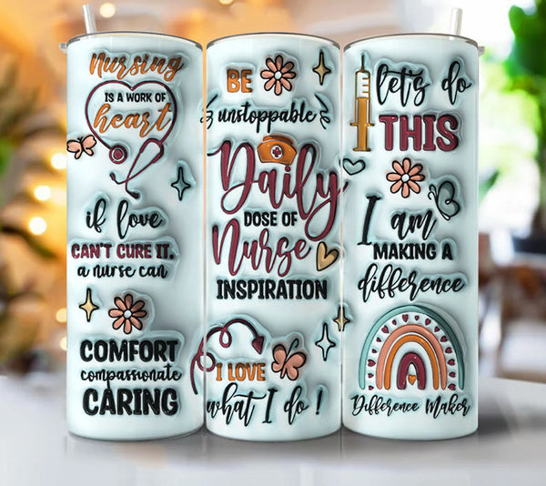 Skinny Tumbler Sublimation Wrap - Daily Dose Nurse Puff
