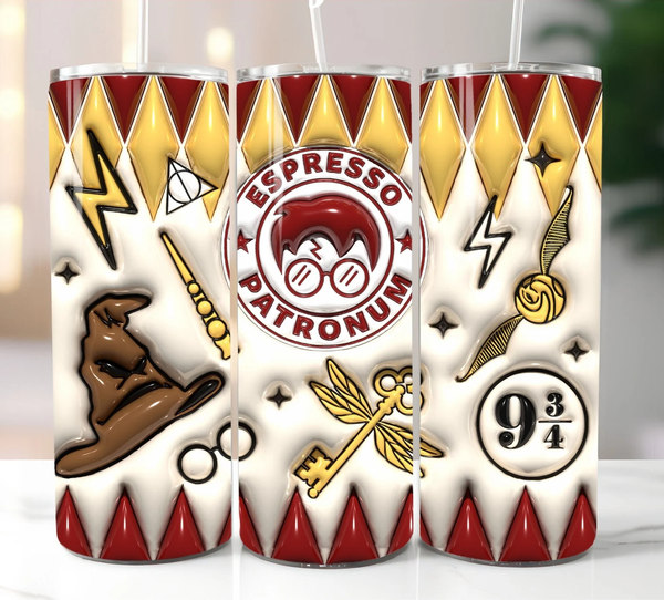 Skinny Tumbler Sublimation Wrap - Espresso Patronum Inflated