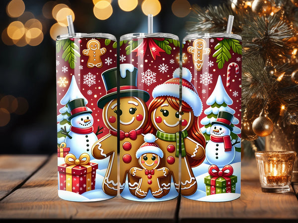 Skinny Tumbler Sublimation Wrap - Gingerbread Family