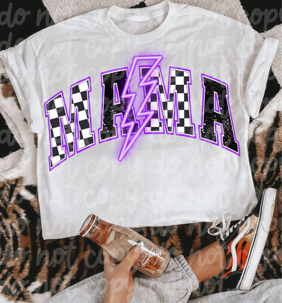 DTF Full Color Transfer - Mama Neon Lightning (YOU CHOOSE THE COLOR!)