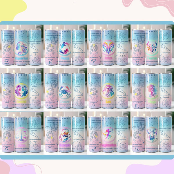 Skinny Tumbler Sublimation Wrap - Astrological Signs (YOU CHOOSE!)