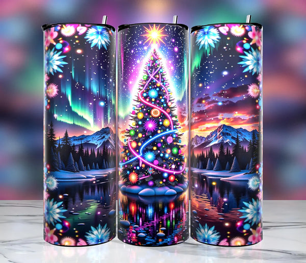 Skinny Tumbler Sublimation Wrap - Neon Trees