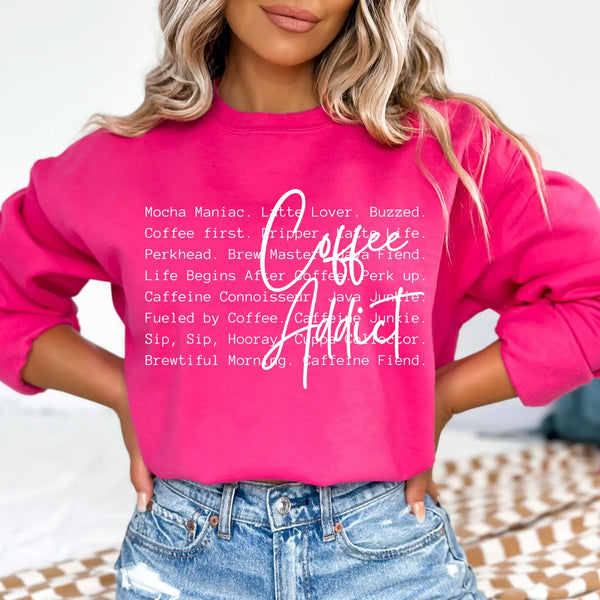 DTF Full Color TShirt Transfer - Coffee Addict - (Black or White)