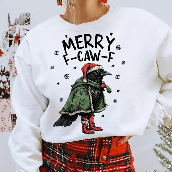 DTF Full Color TShirt Transfer - Merry F-Caw-F (Black or White Font!)