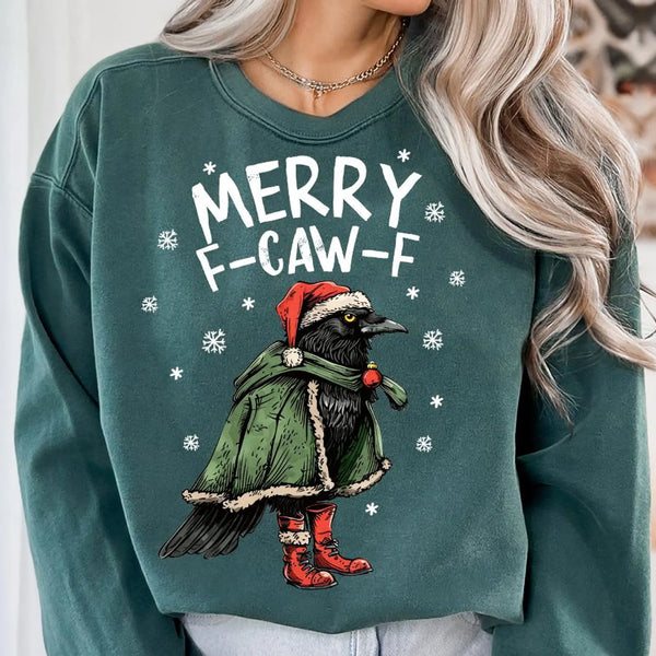 DTF Full Color TShirt Transfer - Merry F-Caw-F (Black or White Font!)