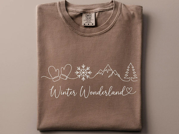 DTF Full Color Tshirt Transfer - Winter Wonderland Sketch Doodle (Red, Black, or White Font - You Pick!)
