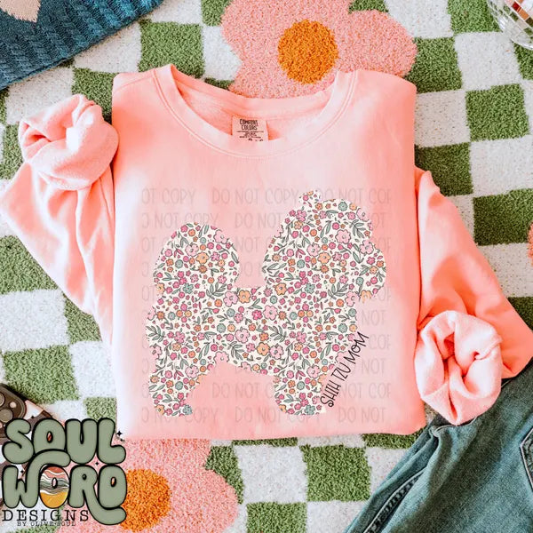 DTF Full Color TShirt Transfer - Floral Dog Mom - YOU CHOOSE THE BREED!