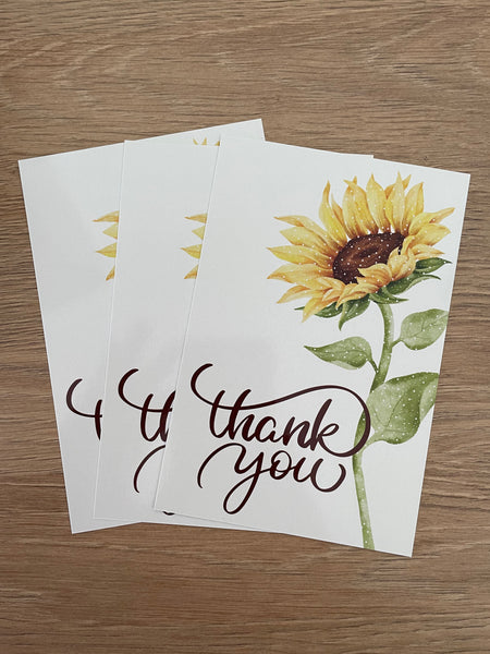 Sunflower Thank You Cards Insert Cards