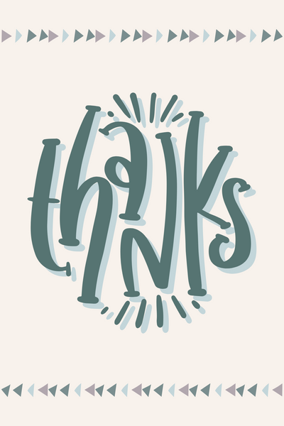 Thank You Card Teal Funky Thanks Insert Cards