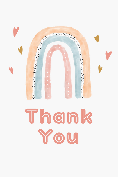 Thank You Hearts and Rainbows Insert Cards