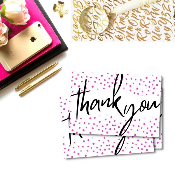 Hot Pink Polka Dot - Thank You Cards Insert Cards