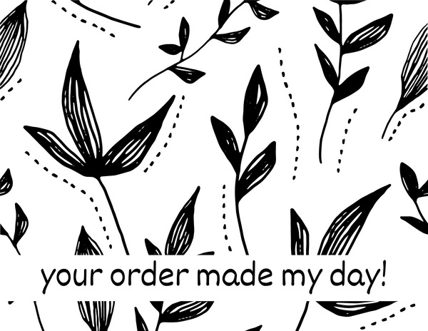 Black Floral Print Thank You Insert Cards