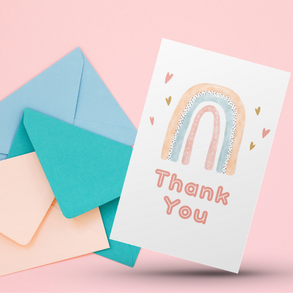 Thank You Hearts and Rainbows Insert Cards