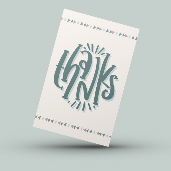 Thank You Card Teal Funky Thanks Insert Cards